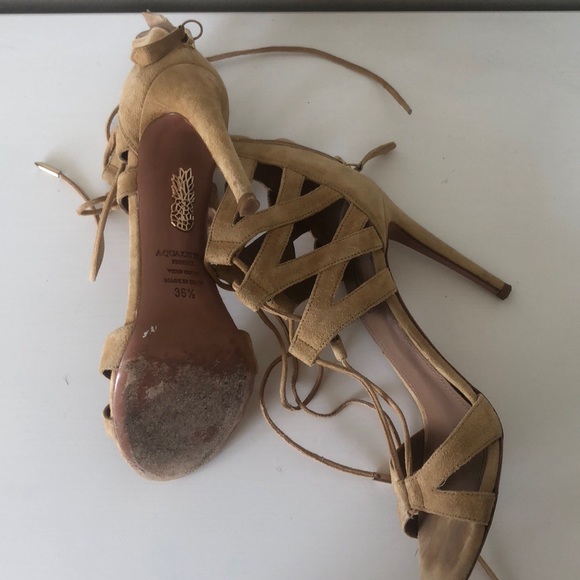 Aquazzura brown lace up suede heels - Picture 4 of 4